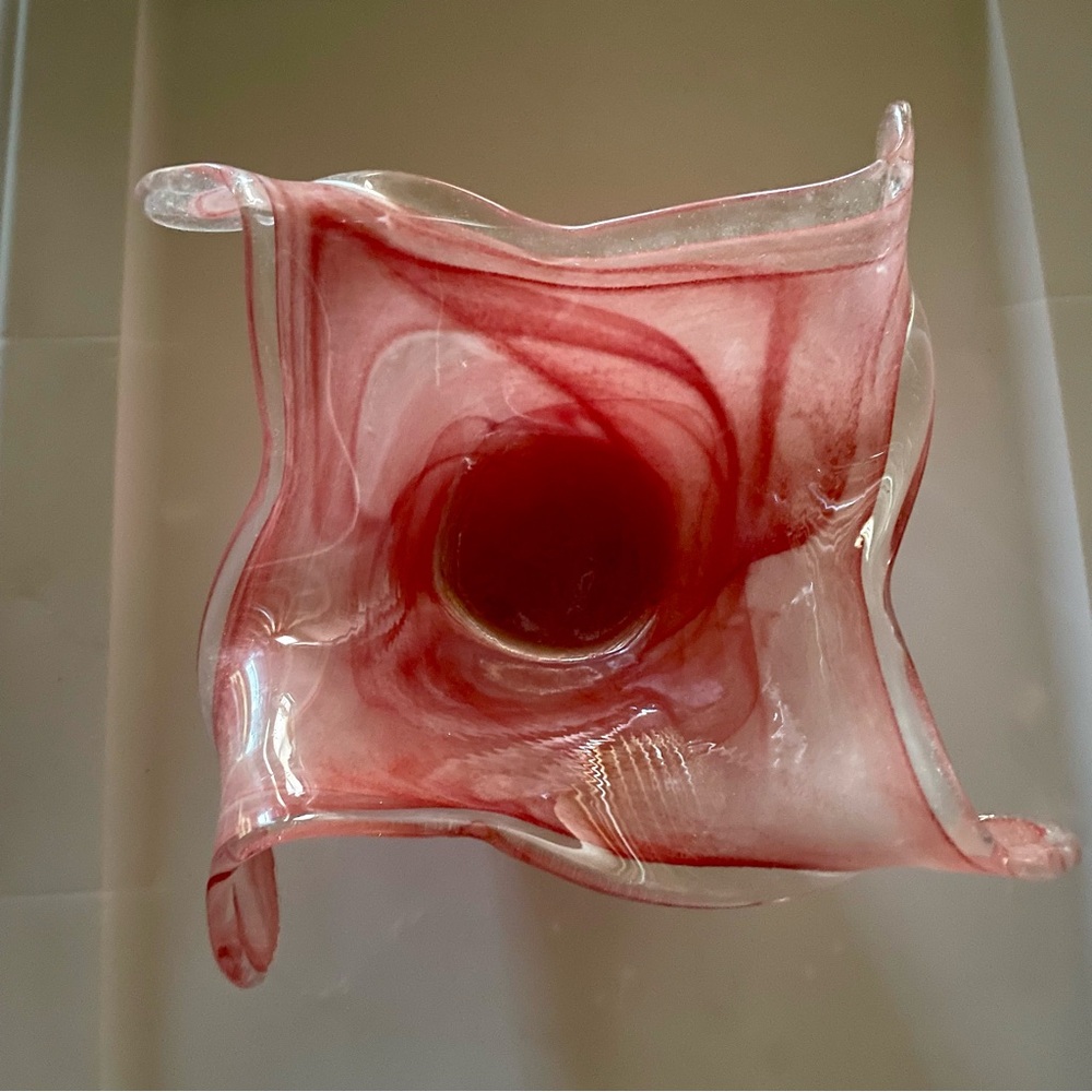 Elegant Red/Pink Glass Art Bowl
